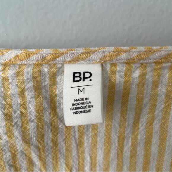 BP linen yellow striped tank top buttons size medium - Picture 6 of 7